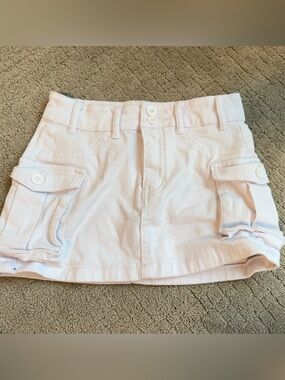 White mini cargo skirt